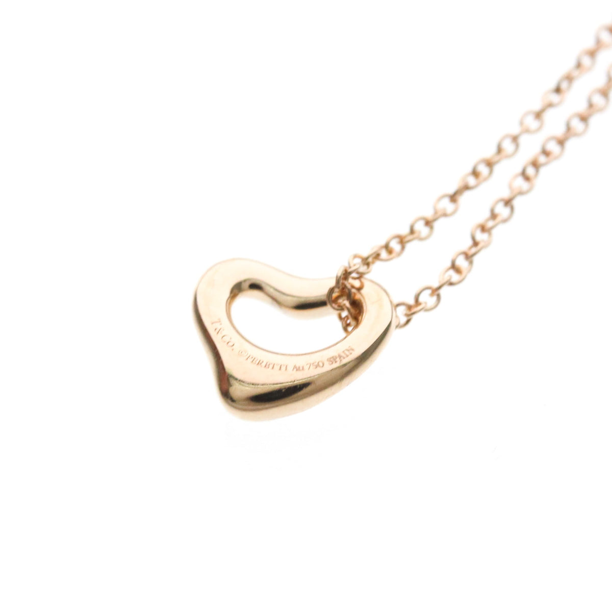 Tiffany & Co. Elsa Peretti Open Heart Pendant 18K Rose Gold Gold Pink_Gold Necklace Jewelry (Pre-Owned)