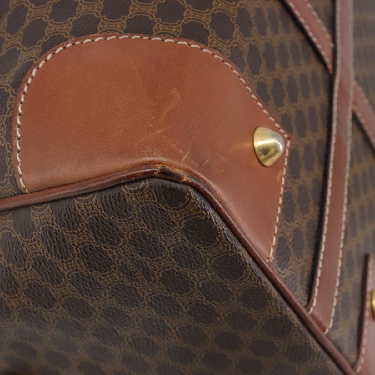 Celine Vintage Duffle Macadam Coated Canvas Brown Canvas Handbag (Pre-Owned)