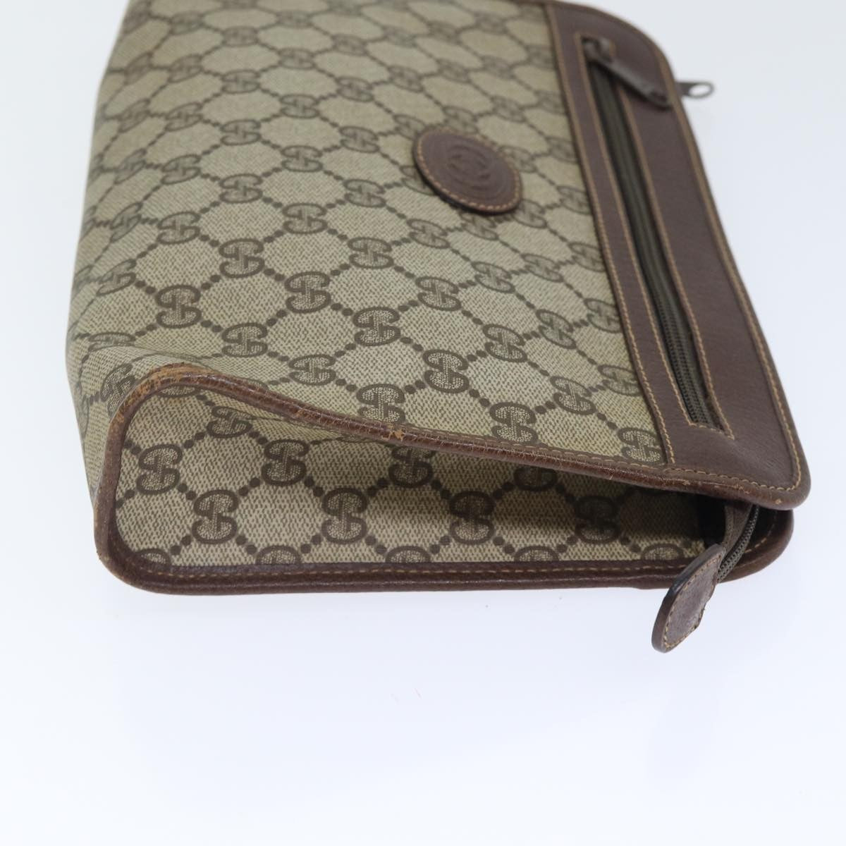 Gucci Gg Supreme Clutch Pvc Beige Pvc Clutche & Pouche Bag (Pre-Owned)