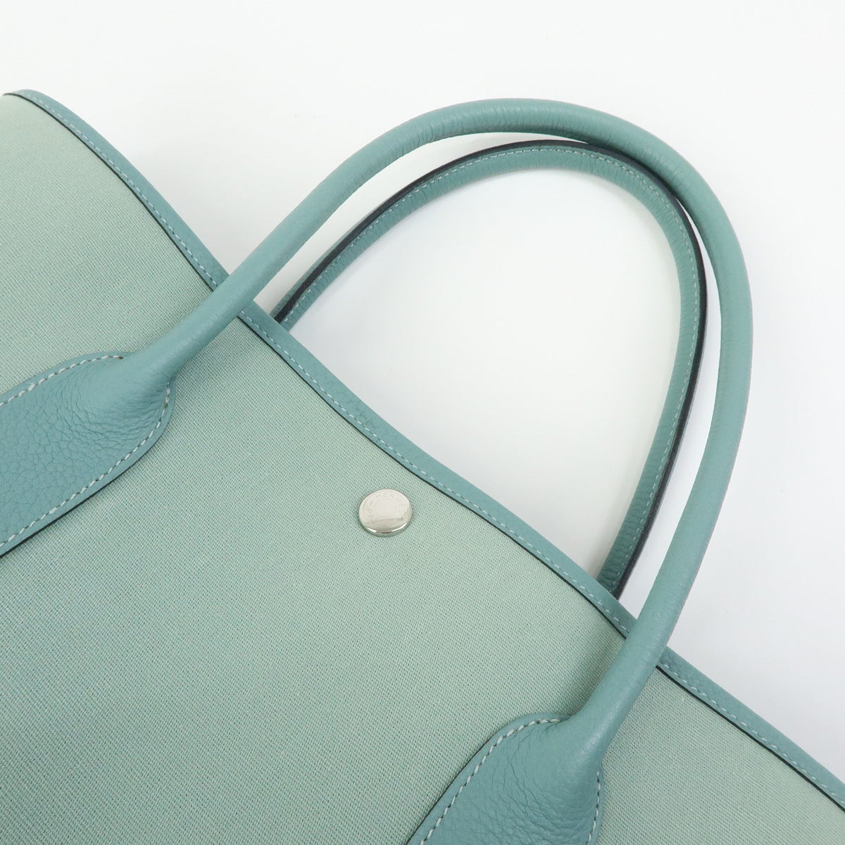 Hermes Garden Party Toile And Leather Green Canvas Tote Bag Bag (Pre-Owned)