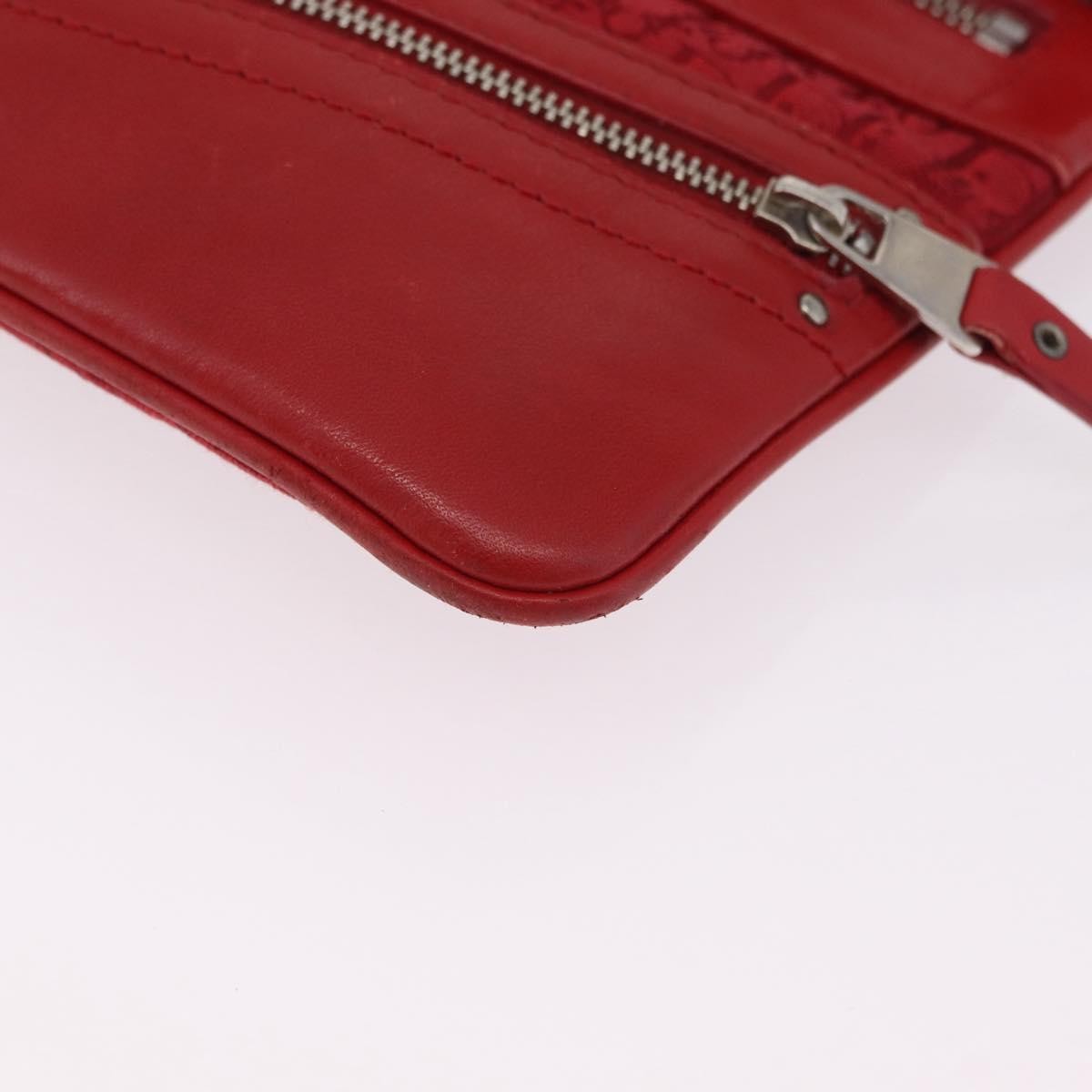 Christian Dior Vintage Street Chic Diorissimo Canvas With Leather Red Canvas Shoulder Bag Bag (Pre-Owned)