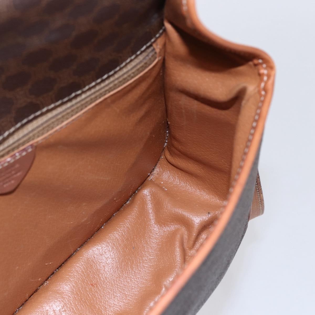 Celine Vintage Macadam Circle Logo Canvas And Leather Brown Canvas Shoulder Bag Bag (Pre-Owned)