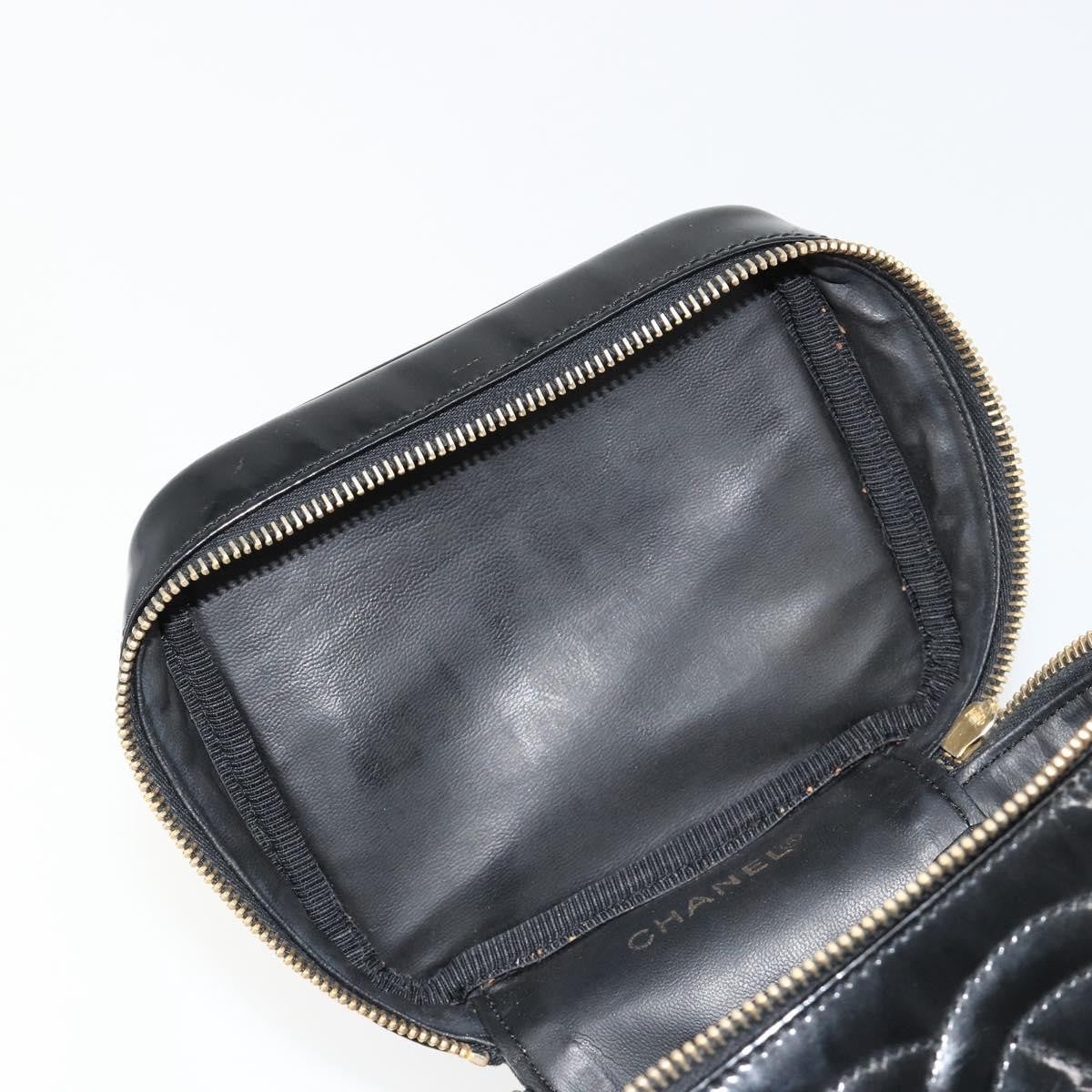 Chanel Vintage Timeless Cosmetic Case Patent Black Patent_Leather Handbag (Pre-Owned)
