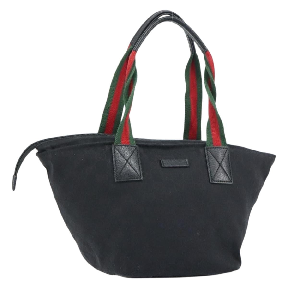 Gucci Web Zip Tote Gg Canvas And Leather Black Canvas Tote Bag Bag (Pre-Owned)