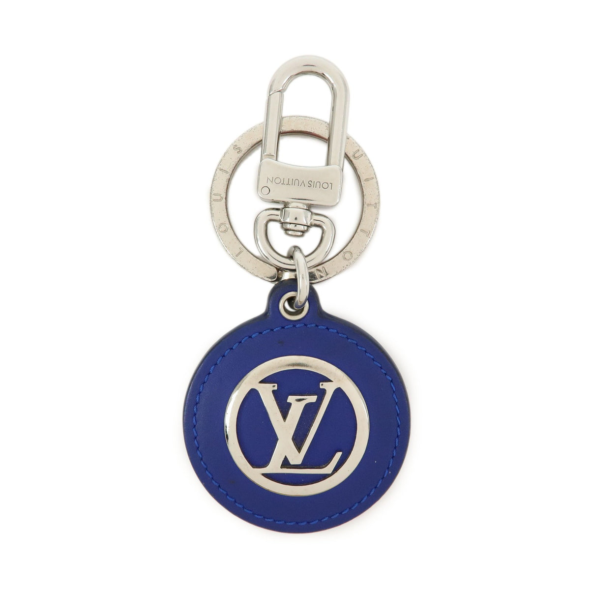 Louis Vuitton Lv Circle Bag Charm And Key Holder Metal Blue Leather Charms And Keychains Accessory (Pre-Owned)