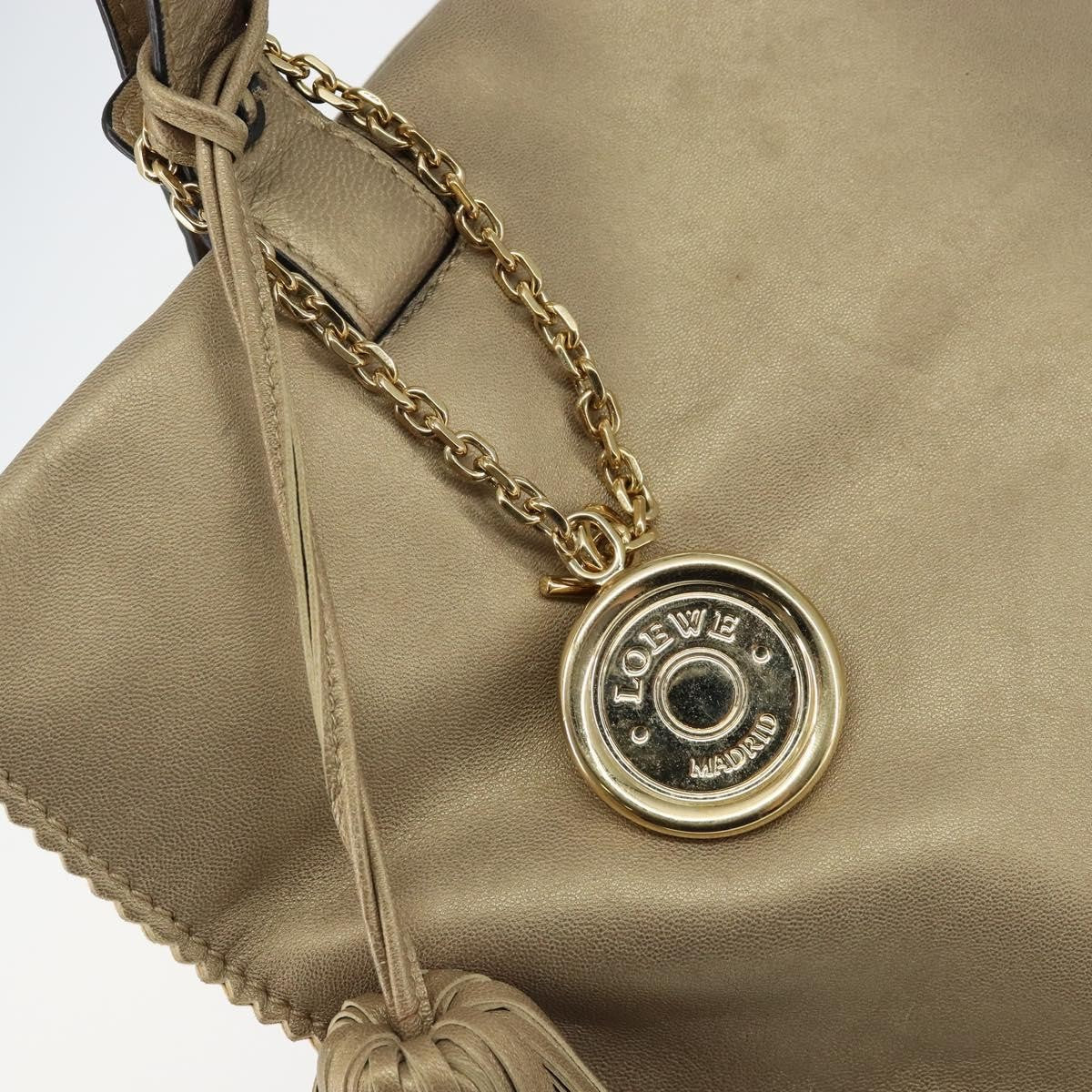 Loewe Anagram Tote Leather Gold Leather Tote Bag Bag (Pre-Owned)