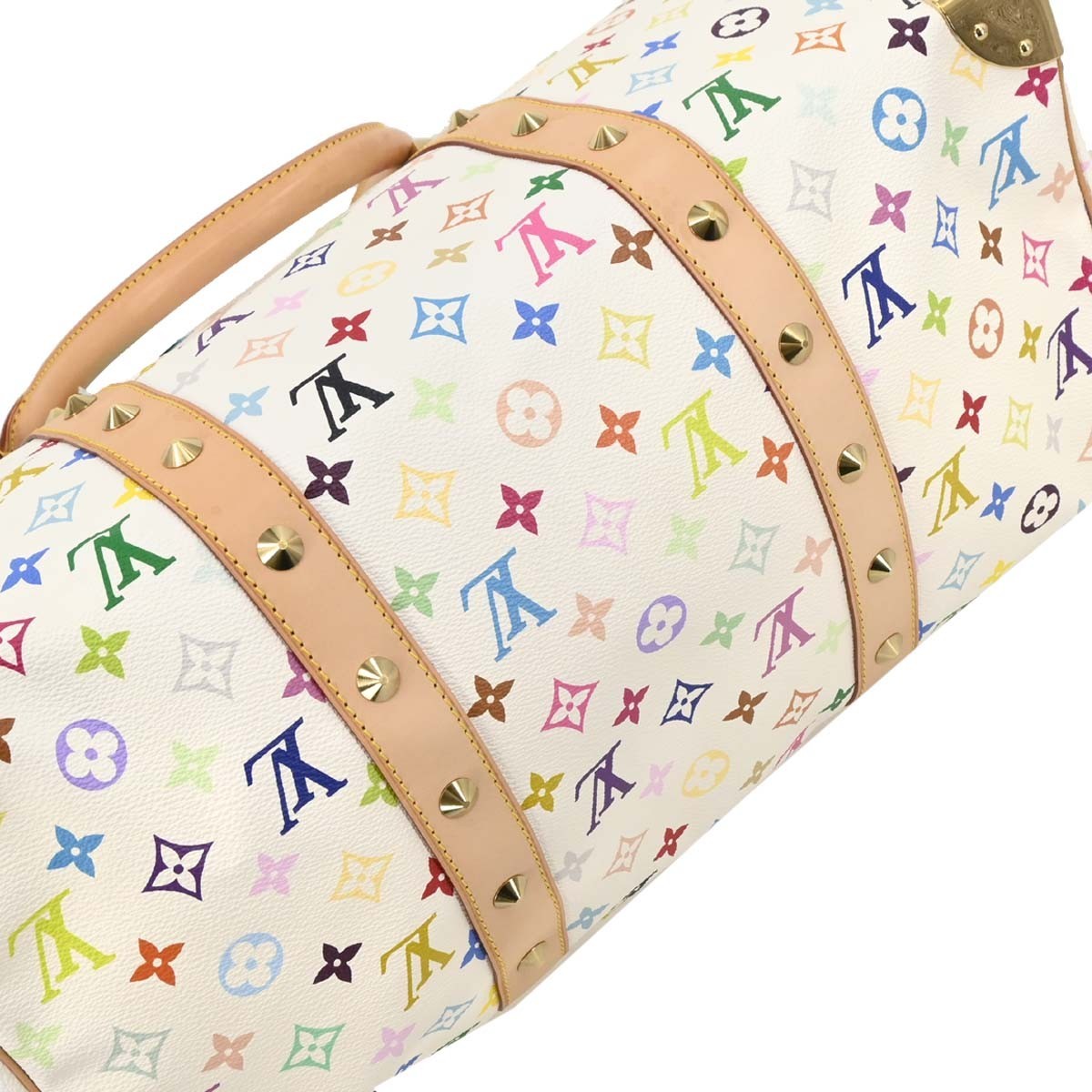 Louis Vuitton Keepall Monogram Multicolor White Canvas Travel Bag Bag (Pre-Owned)