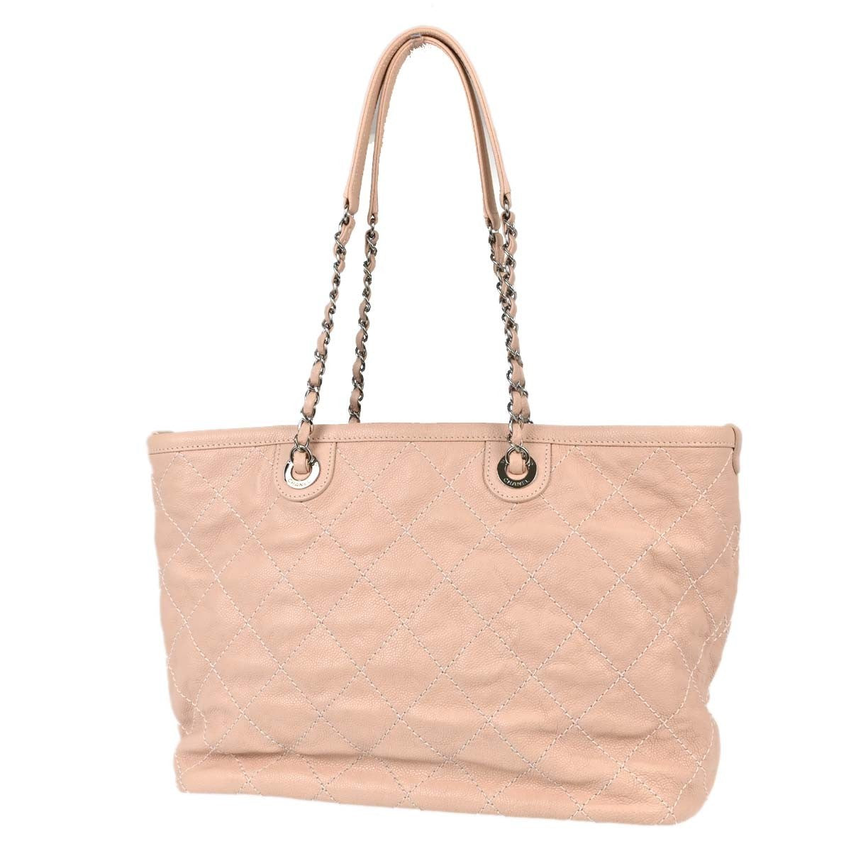 Chanel On The Road Quilted Leather Pink Leather Tote Bag Bag (Pre-Owned)