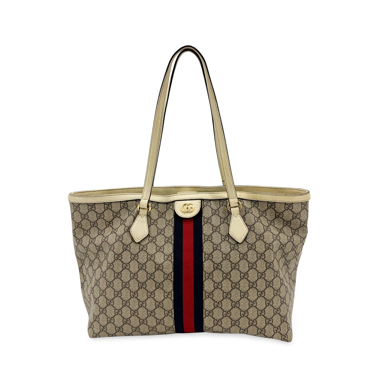 Gucci Ophidia Shopping Gg Coated Canvas Beige Canvas Tote Bag Bag (Pre-Owned)
