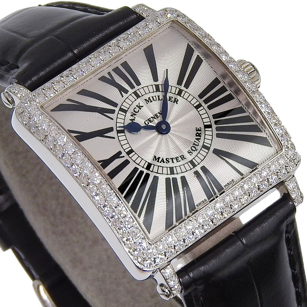 Franck Muller Master Square Quartz Stainless Steel And Alligator With Diamond Bezel And Lugs Watch (Pre-Owned)