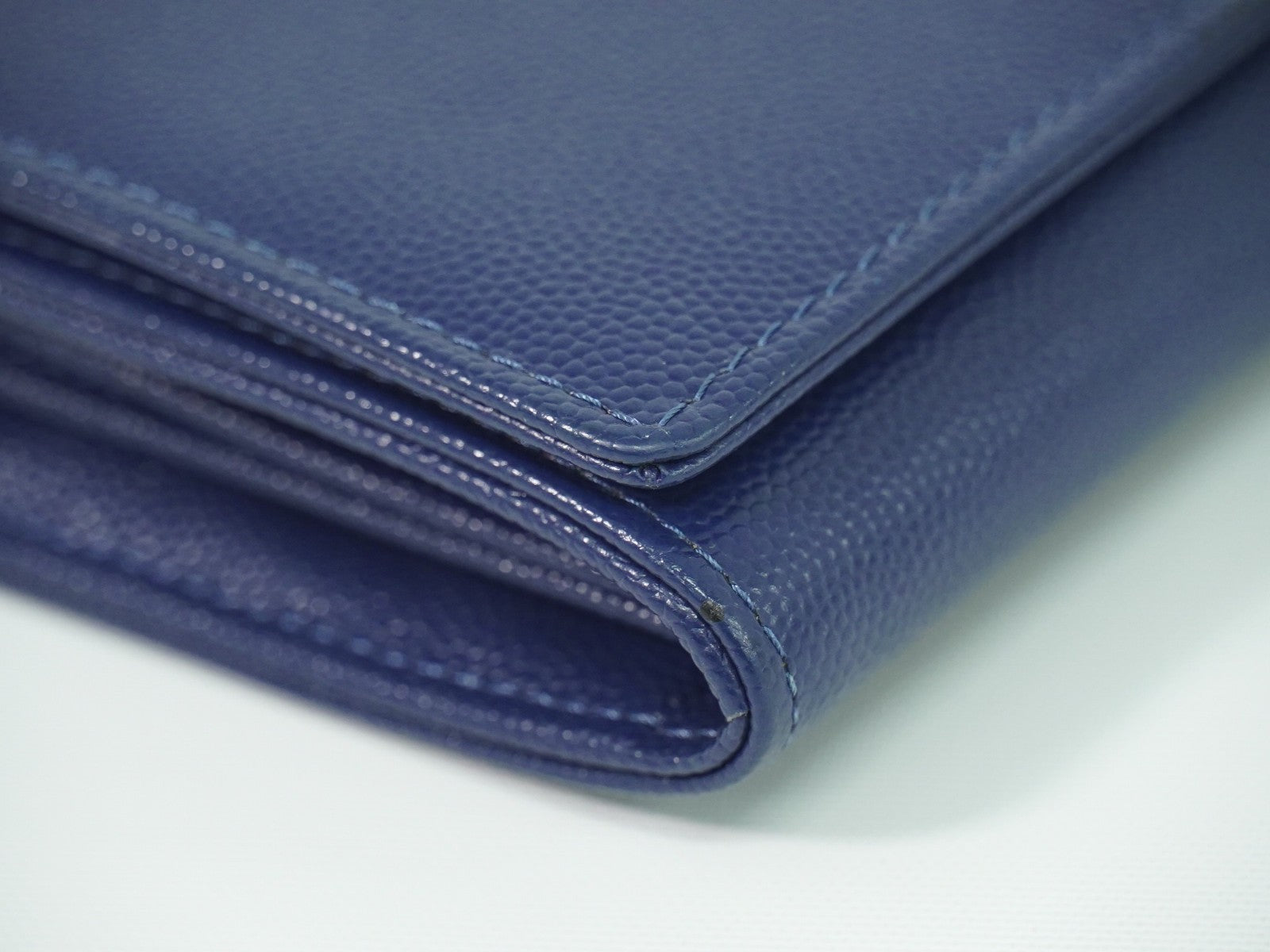 Chanel Deauville Flap Caviar Navy Leather Wallets Accessory (Pre-Owned)