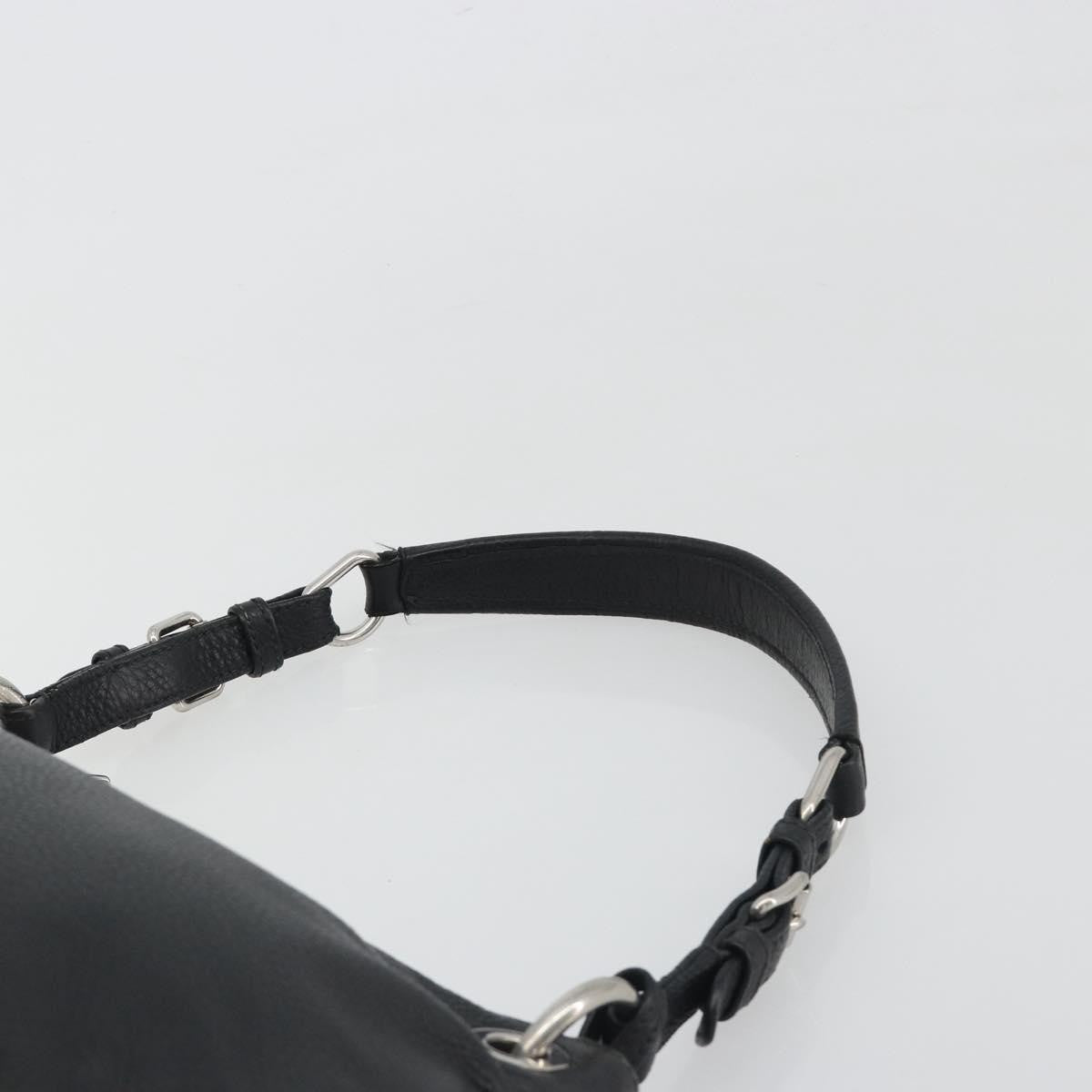 Prada Vitellino Mordo Hobo Leather Black Leather Shoulder Bag Bag (Pre-Owned)