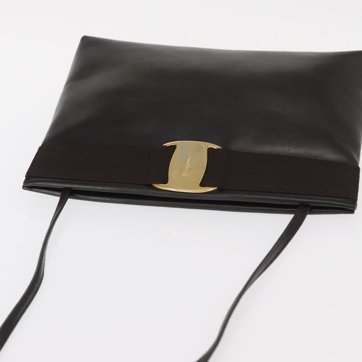 Salvatore Ferragamo Vala Leather Brown Leather Shoulder Bag Bag (Pre-Owned)