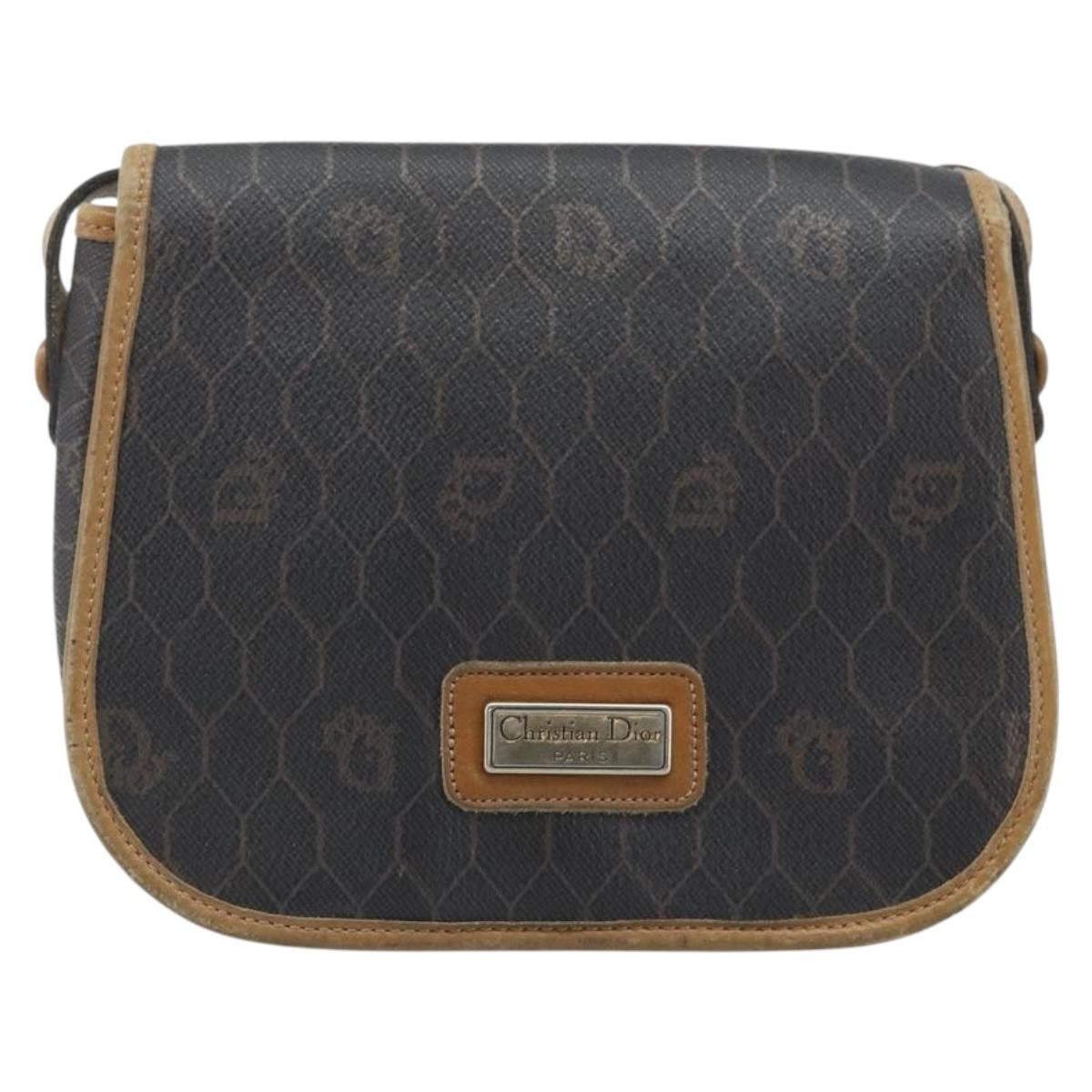 Christian Dior Vintage Honeycomb Flap Canvas And Leather Black Canvas Shoulder Bag Bag (Pre-Owned)