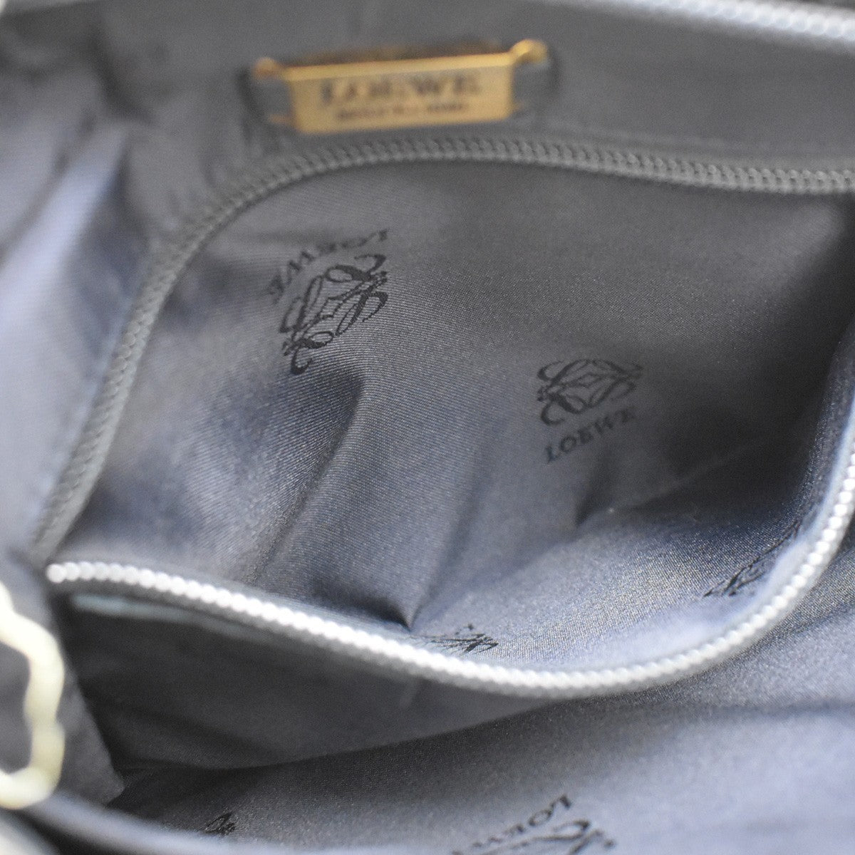Loewe Vintage Anagram Zip Leather Navy Leather Crossbody Bag Bag (Pre-Owned)