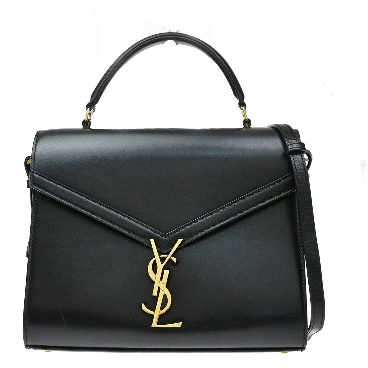 Saint Laurent Cassandra Leather Black Leather Shoulder Bag Bag (Pre-Owned)
