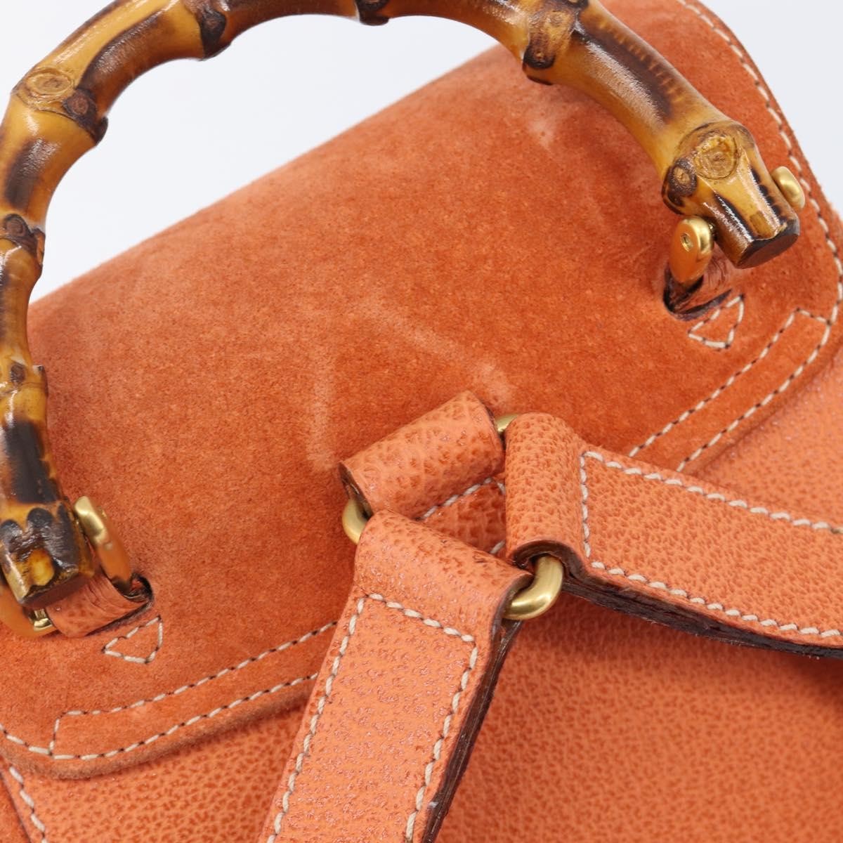 Gucci Vintage Bamboo Suede Orange Suede Backpack Bag (Pre-Owned)