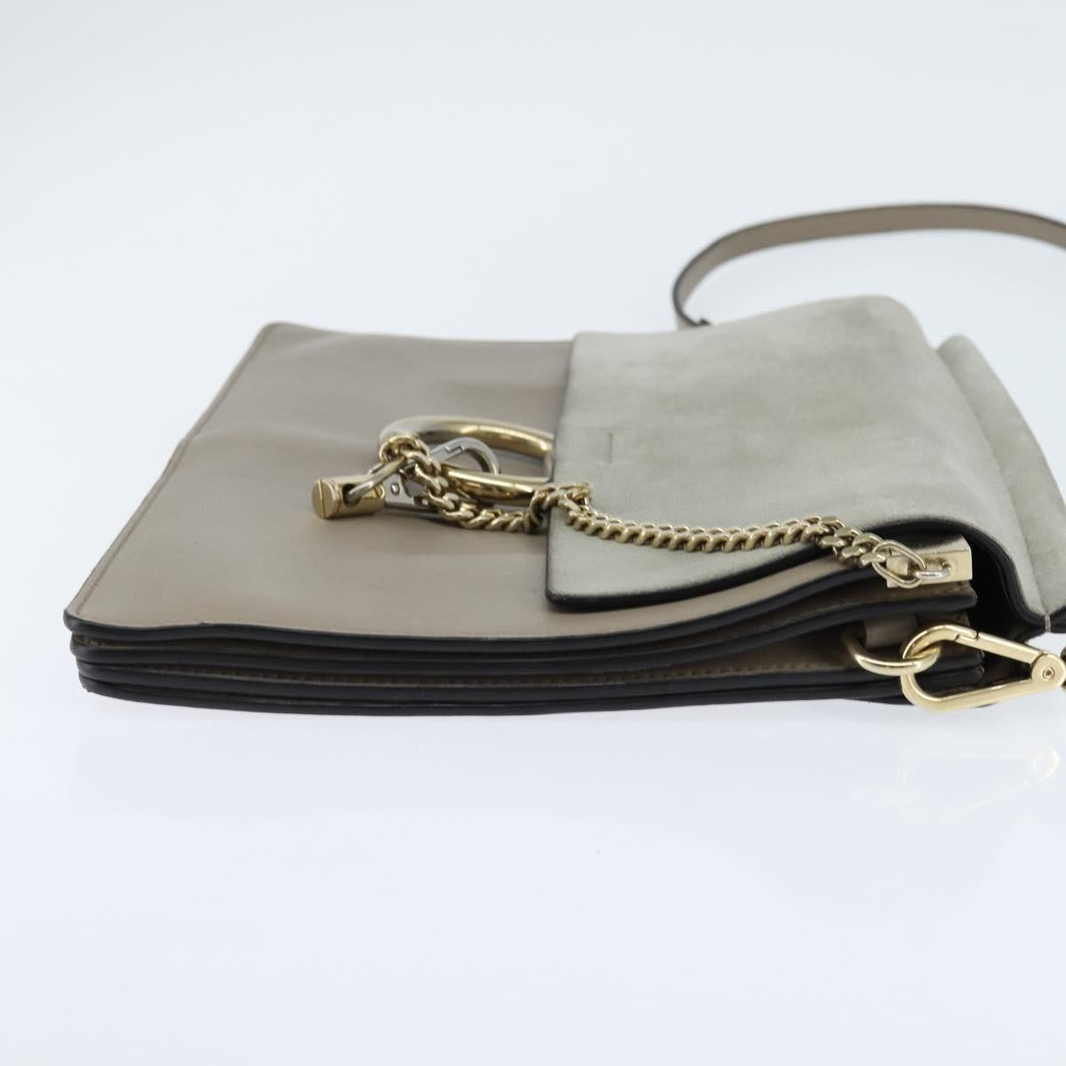 Chloe Faye Leather And Suede Gray Leather Shoulder Bag Bag (Pre-Owned)