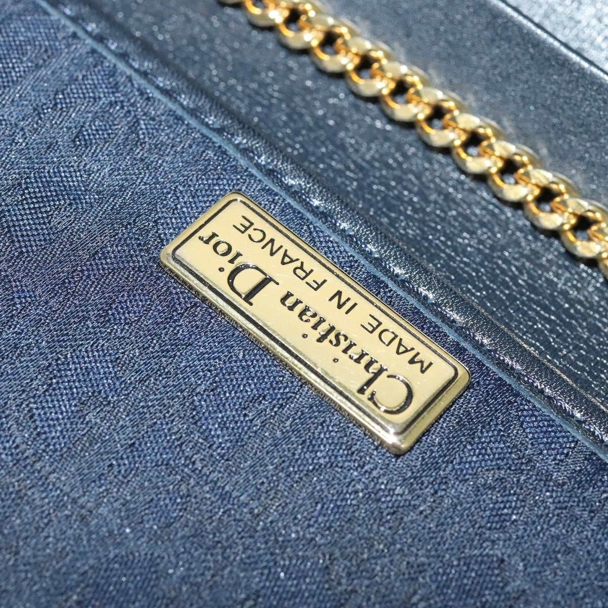 Christian Dior Vintage Chain Flap Diorissimo Canvas Navy Canvas Shoulder Bag Bag (Pre-Owned)