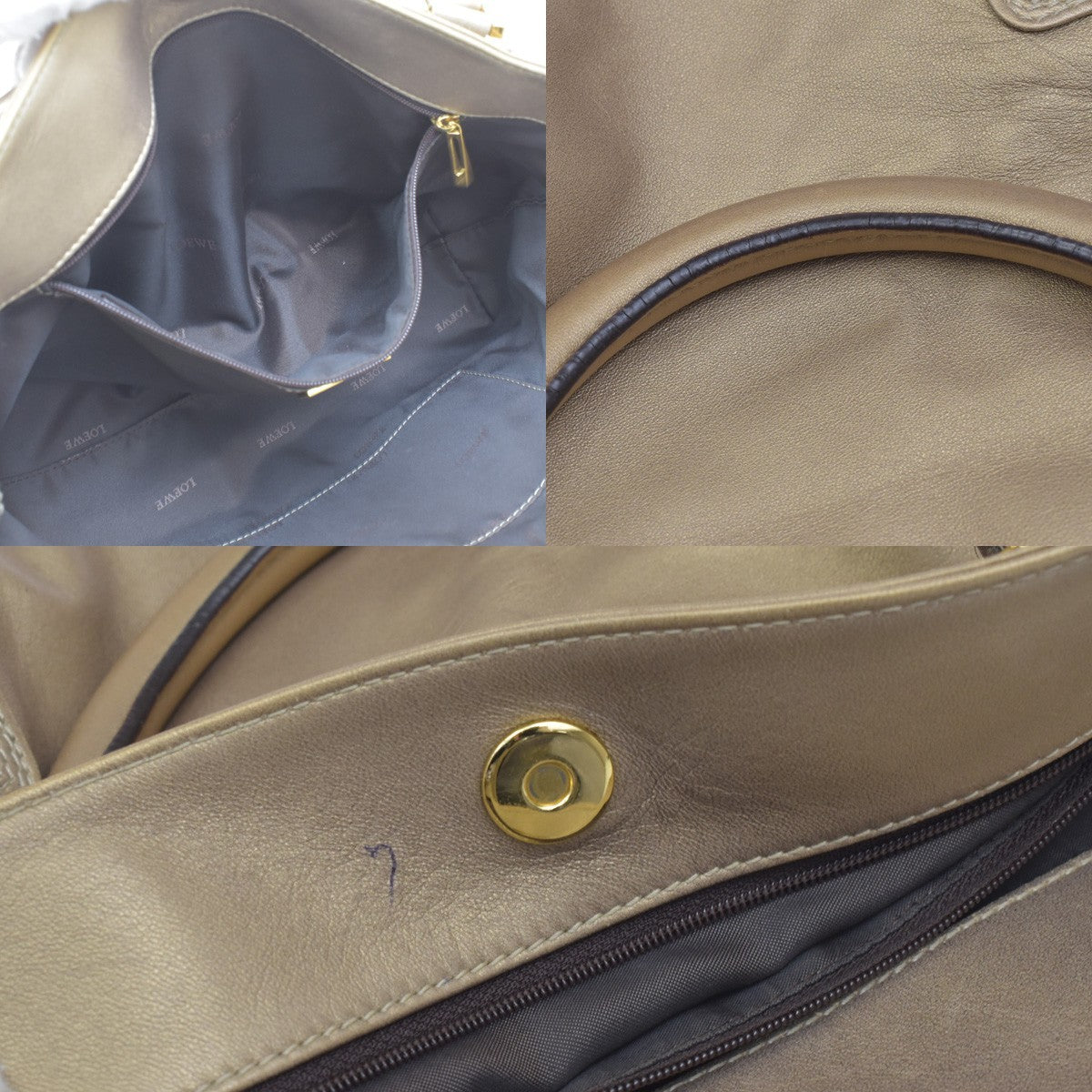 Loewe Anagram Leather Gold Leather Tote Bag Bag (Pre-Owned)