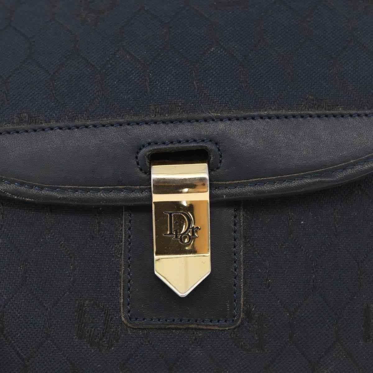 Christian Dior Vintage Honeycomb Flap Canvas And Leather Black Canvas Shoulder Bag Bag (Pre-Owned)
