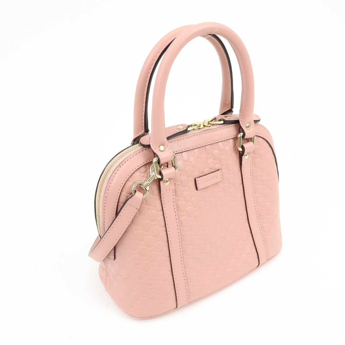 Gucci Gg Charm Convertible Dome Satchel Guccissima Leather Pink Leather Handbag (Pre-Owned)