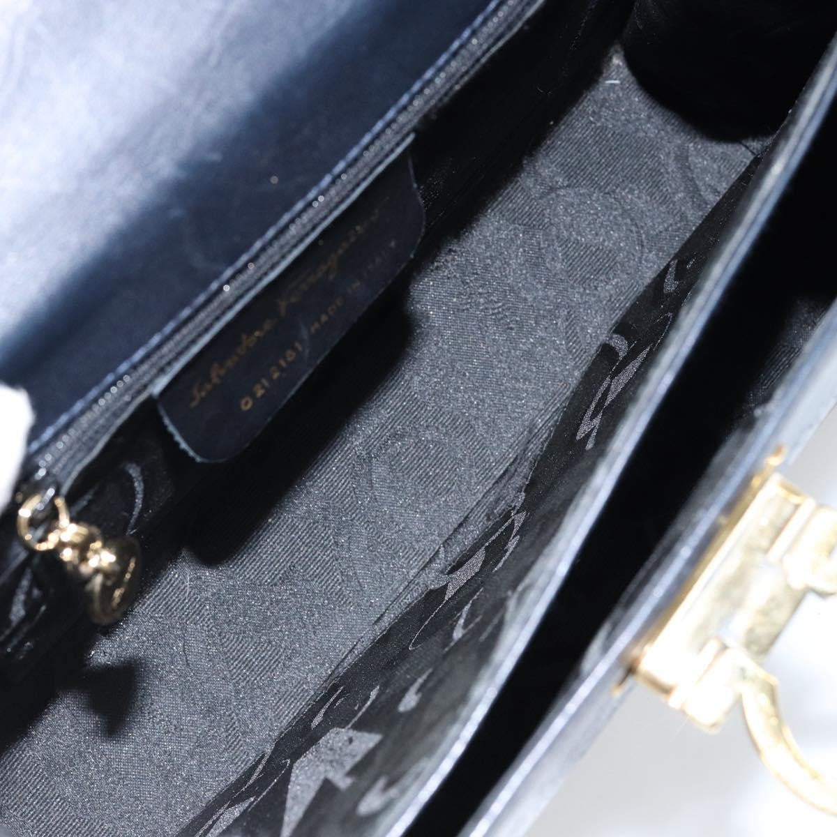 Salvatore Ferragamo Gancini Convertible Top Handle Leather Navy Leather Handbag (Pre-Owned)