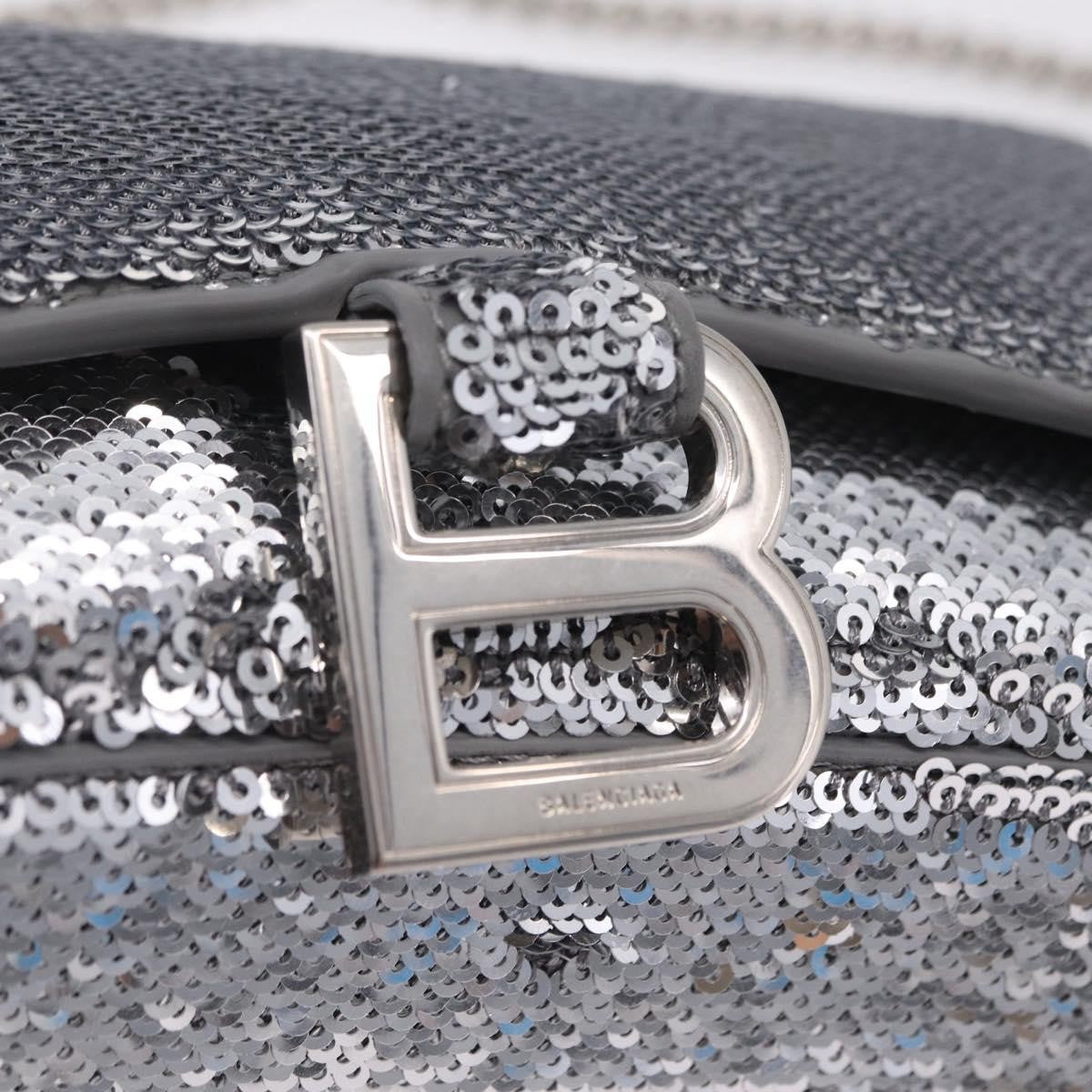 Balenciaga Hourglass Chain Leather With Sequins Silver Leather Crossbody Bag Bag (Pre-Owned)