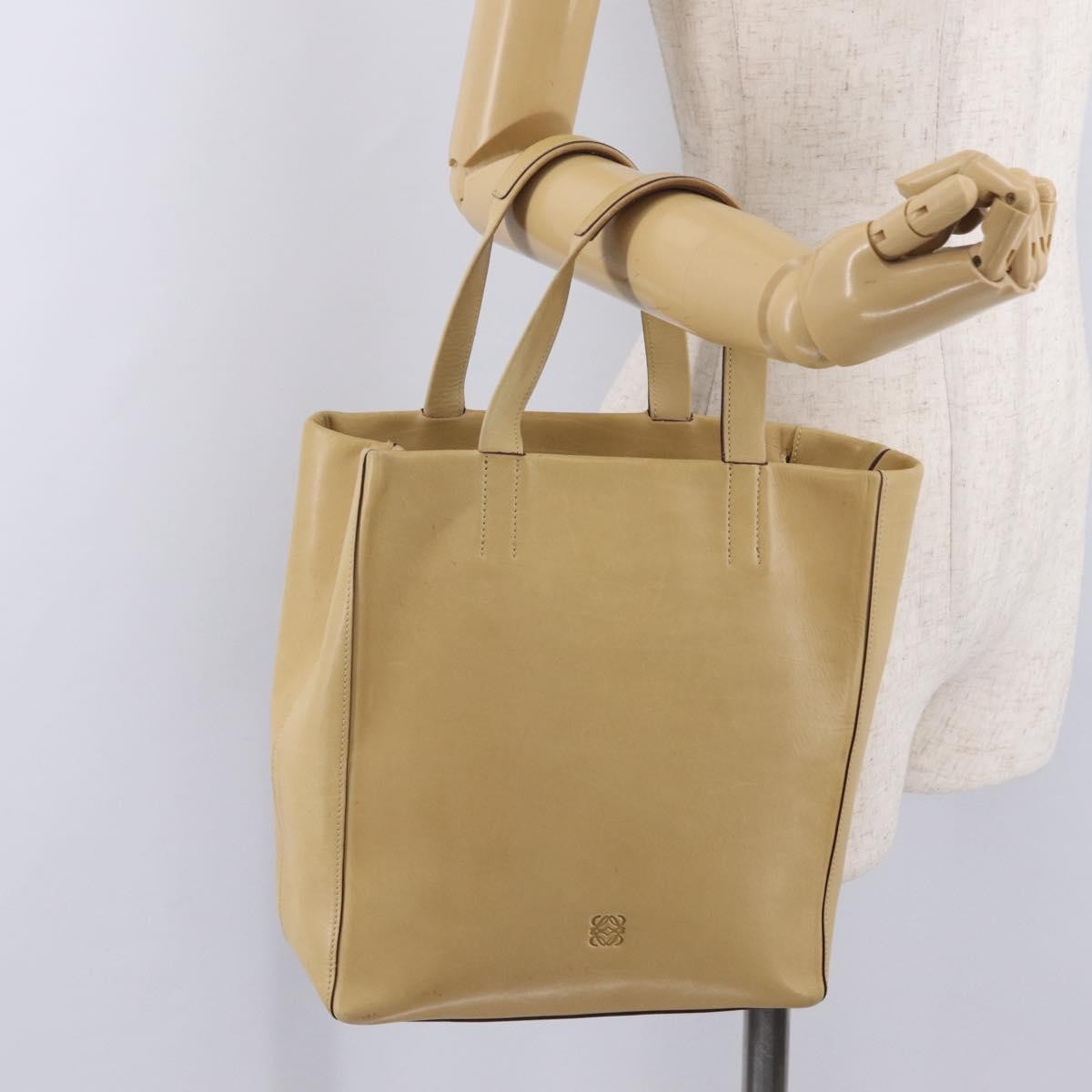 Loewe Papelle Leather Beige Leather Tote Bag Bag (Pre-Owned)