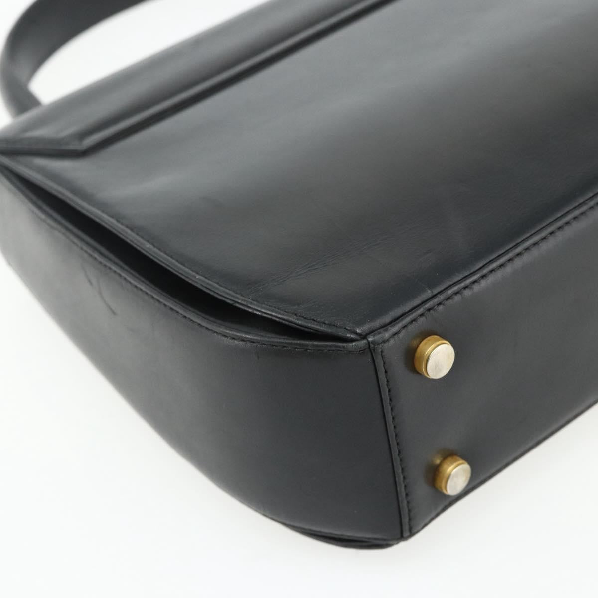 Salvatore Ferragamo Gancini Leather Black Leather Handbag (Pre-Owned)