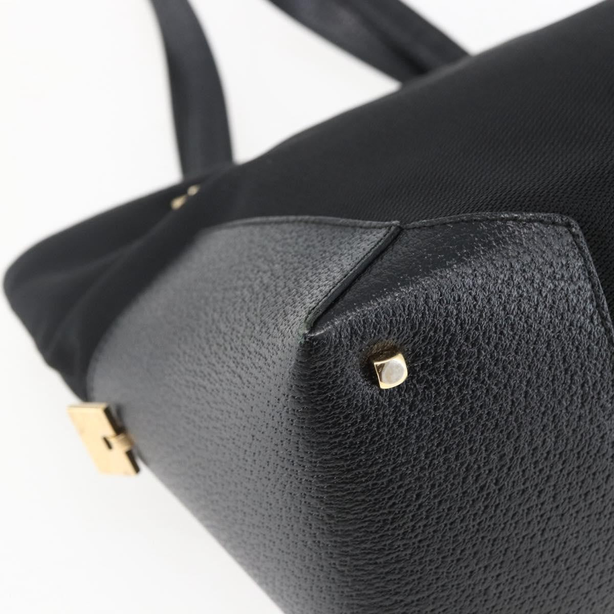 Salvatore Ferragamo Tote Woven Leather Black Canvas Tote Bag Bag (Pre-Owned)