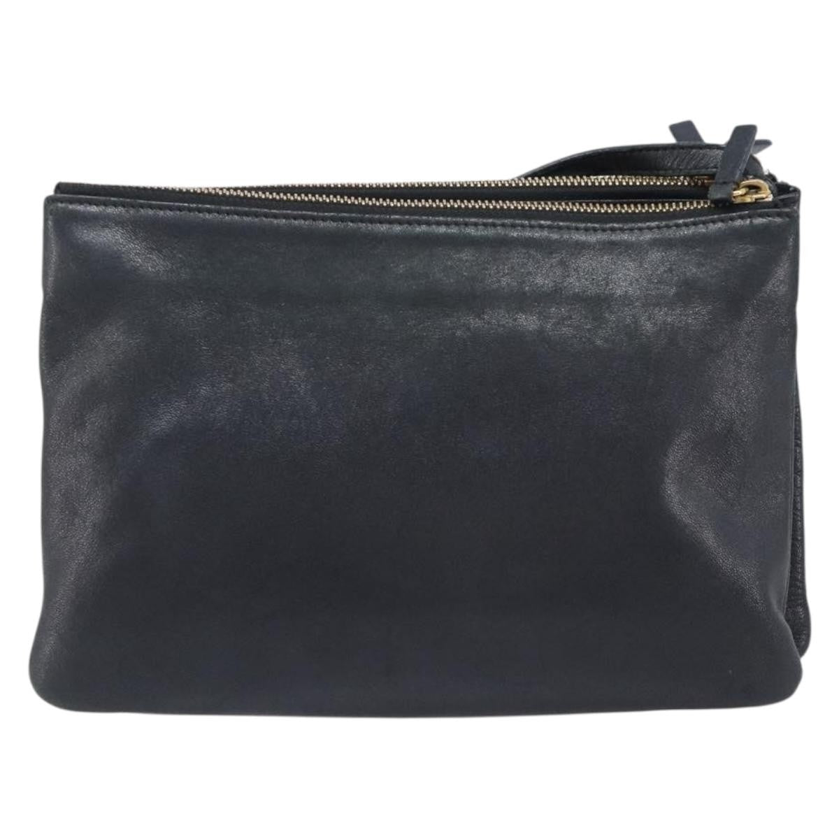 Celine Trio Leather Black Leather Crossbody Bag Bag (Pre-Owned)