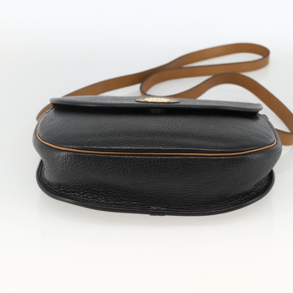 Christian Dior Cd Shoulder Bag Leather Black Leather Shoulder Bag Bag (Pre-Owned)