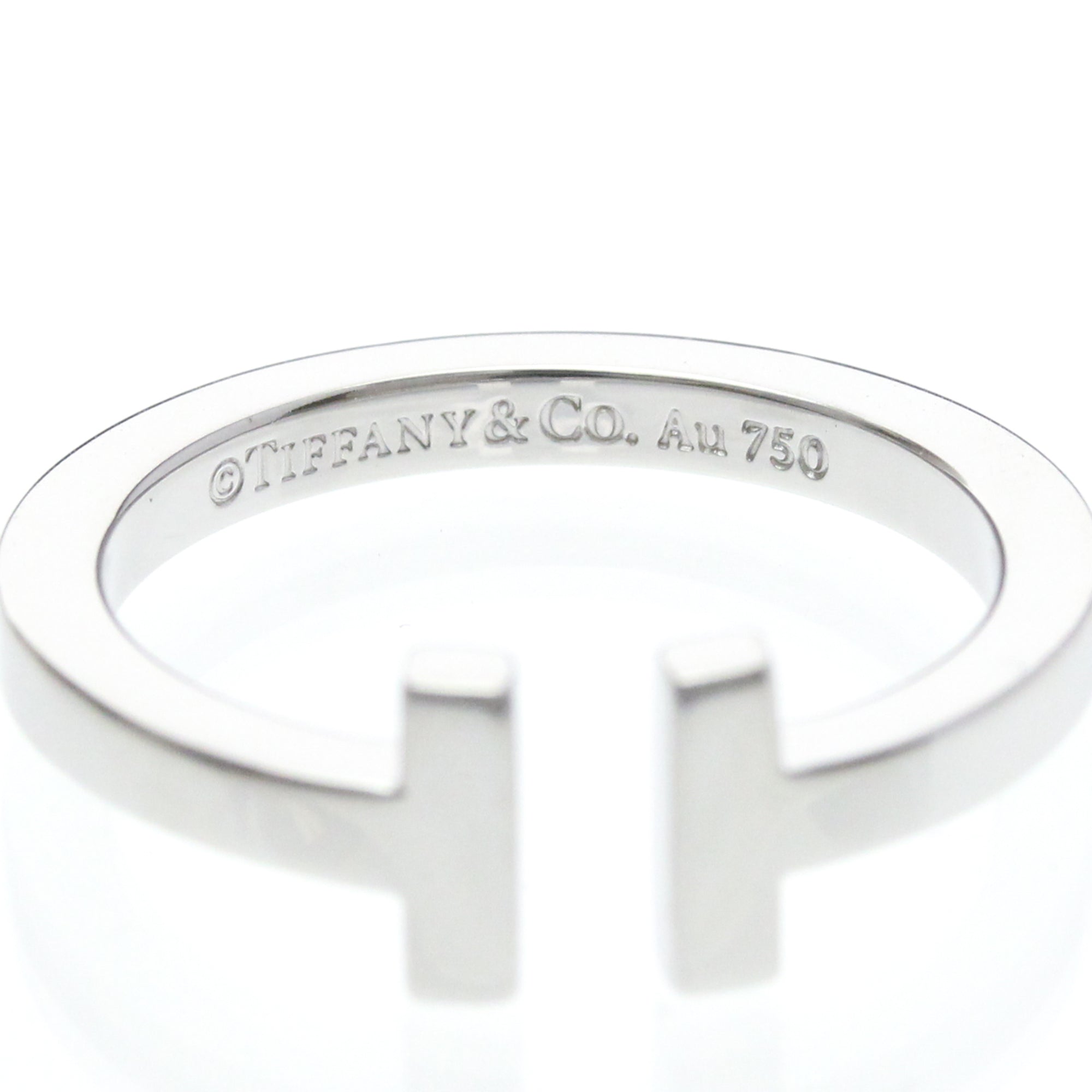 Tiffany & Co. T Square 18K White Gold Silver White_Gold Ring Jewelry (Pre-Owned)