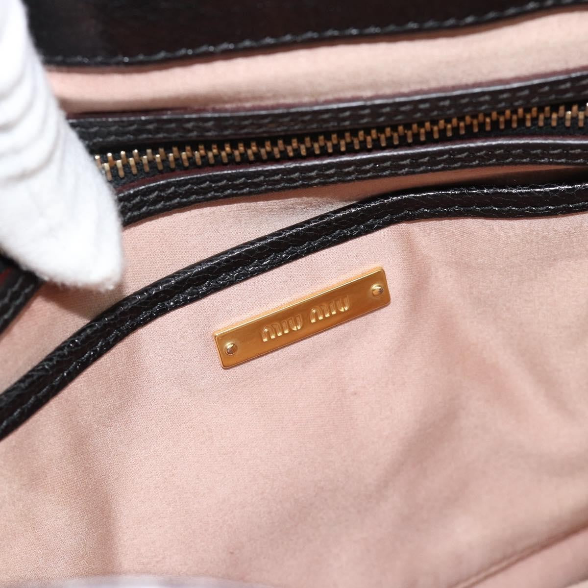 Miu Miu Madras Convertible Lock Leather Black Leather Tote Bag Bag (Pre-Owned)