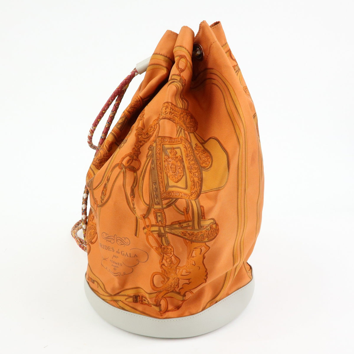 Hermes Soie Cool Printed Silk And Calfskin Orange Silk Handbag (Pre-Owned)