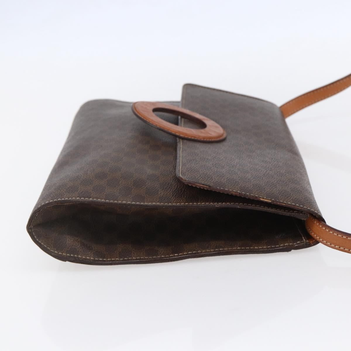 Celine Vintage Macadam Circle Logo Canvas And Leather Brown Canvas Shoulder Bag Bag (Pre-Owned)