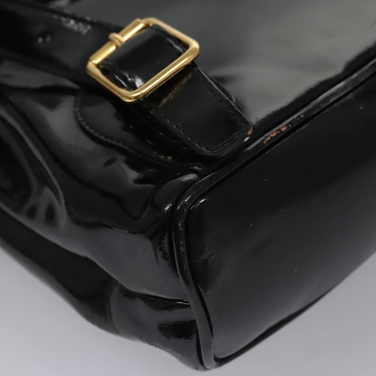 Gucci Vintage Bamboo Patent Black Patent_Leather Backpack Bag (Pre-Owned)