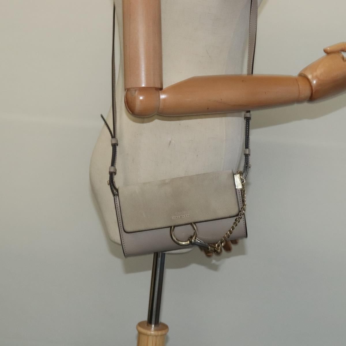 Chloe Faye Leather And Suede Beige Leather Shoulder Bag Bag (Pre-Owned)
