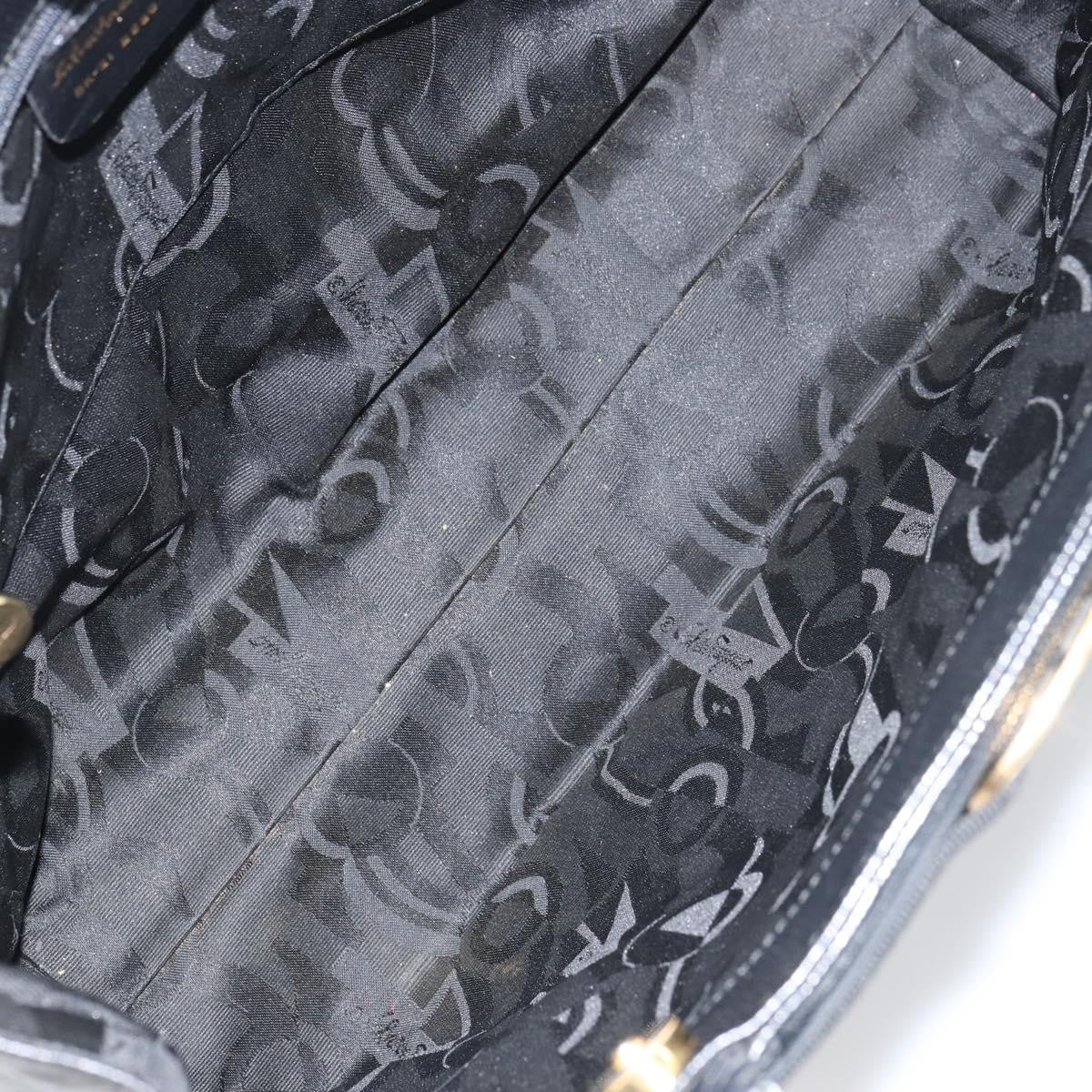 Salvatore Ferragamo Vintage Vara Bow Lizard Embossed Leather Black Leather Tote Bag Bag (Pre-Owned)