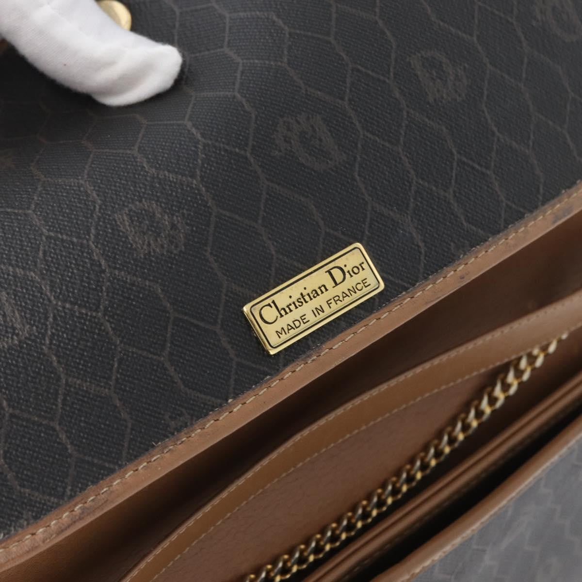 Christian Dior Vintage Honeycomb Chain Canvas Black Pvc Shoulder Bag Bag (Pre-Owned)