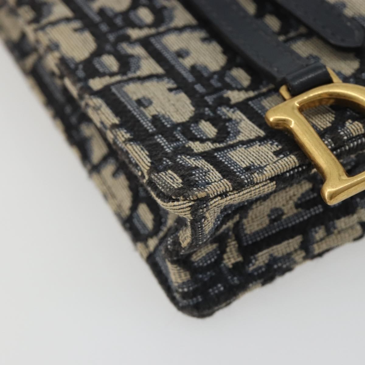 Christian Dior Phone Case Oblique Canvas Navy Canvas Clutche & Pouche Bag (Pre-Owned)