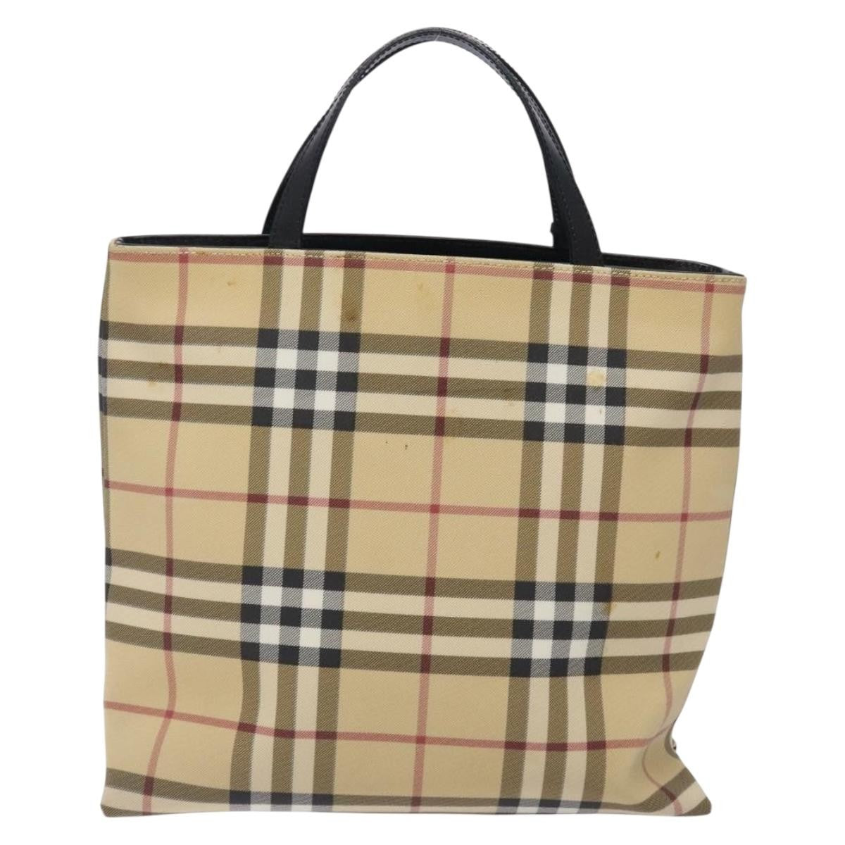 Burberry Nova Check Tote Canvas Check Pattern Beige Canvas Tote Bag Bag (Pre-Owned)