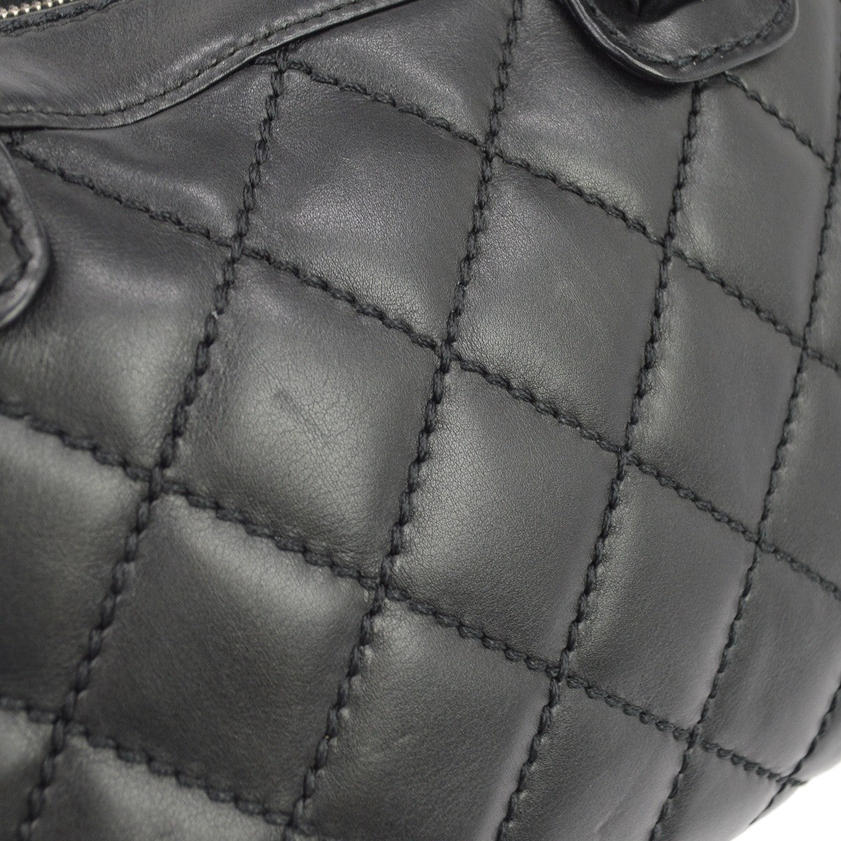 Chanel Wild Stitch Handbag Quilted Calfskin Black Leather Shoulder Bag Bag (Pre-Owned)