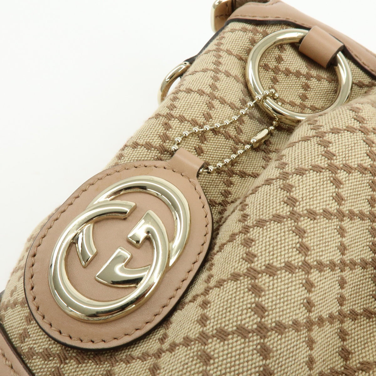 Gucci Sukey Diamante Canvas With Leather Beige Canvas Tote Bag Bag (Pre-Owned)