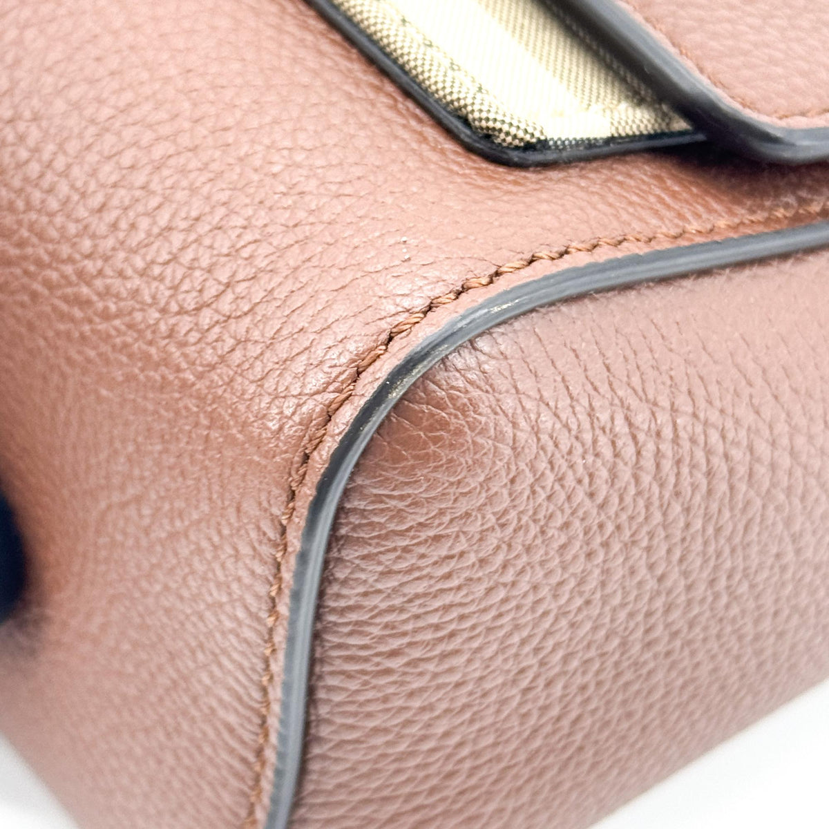 Burberry Note Leather With Vintage Check Canvas Brown Leather Crossbody Bag Bag (Pre-Owned)