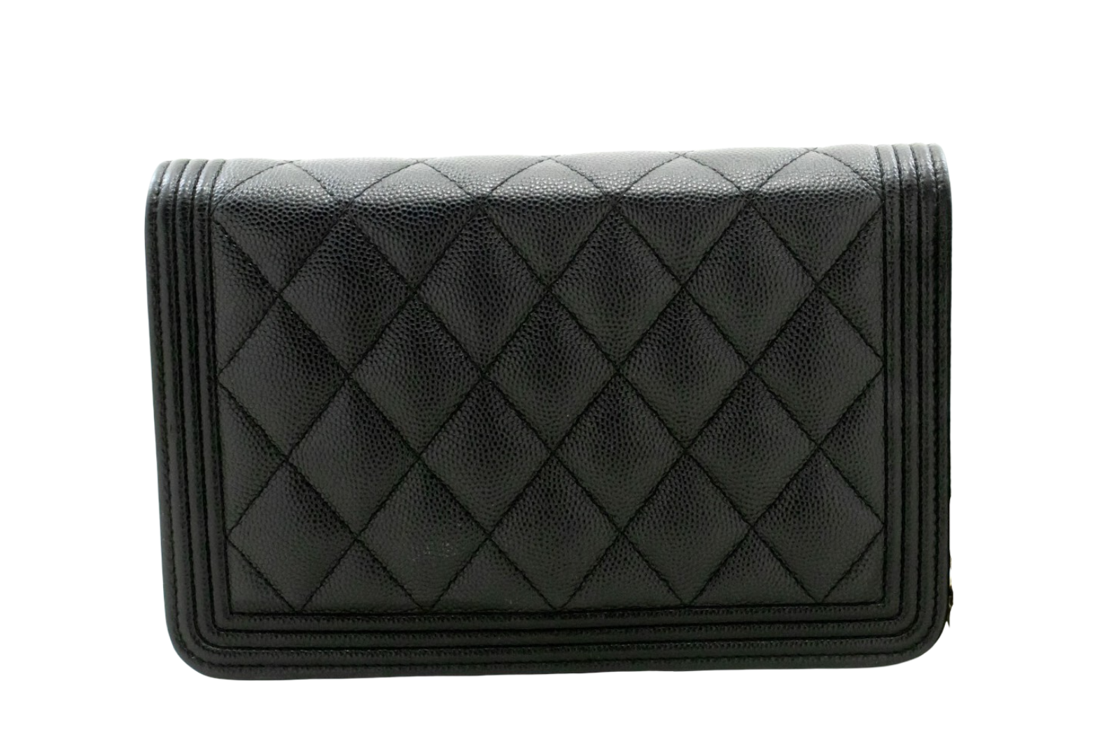Chanel Boy Wallet On Chain Quilted Caviar Black Calfskin Wallets Accessory (Pre-Owned)