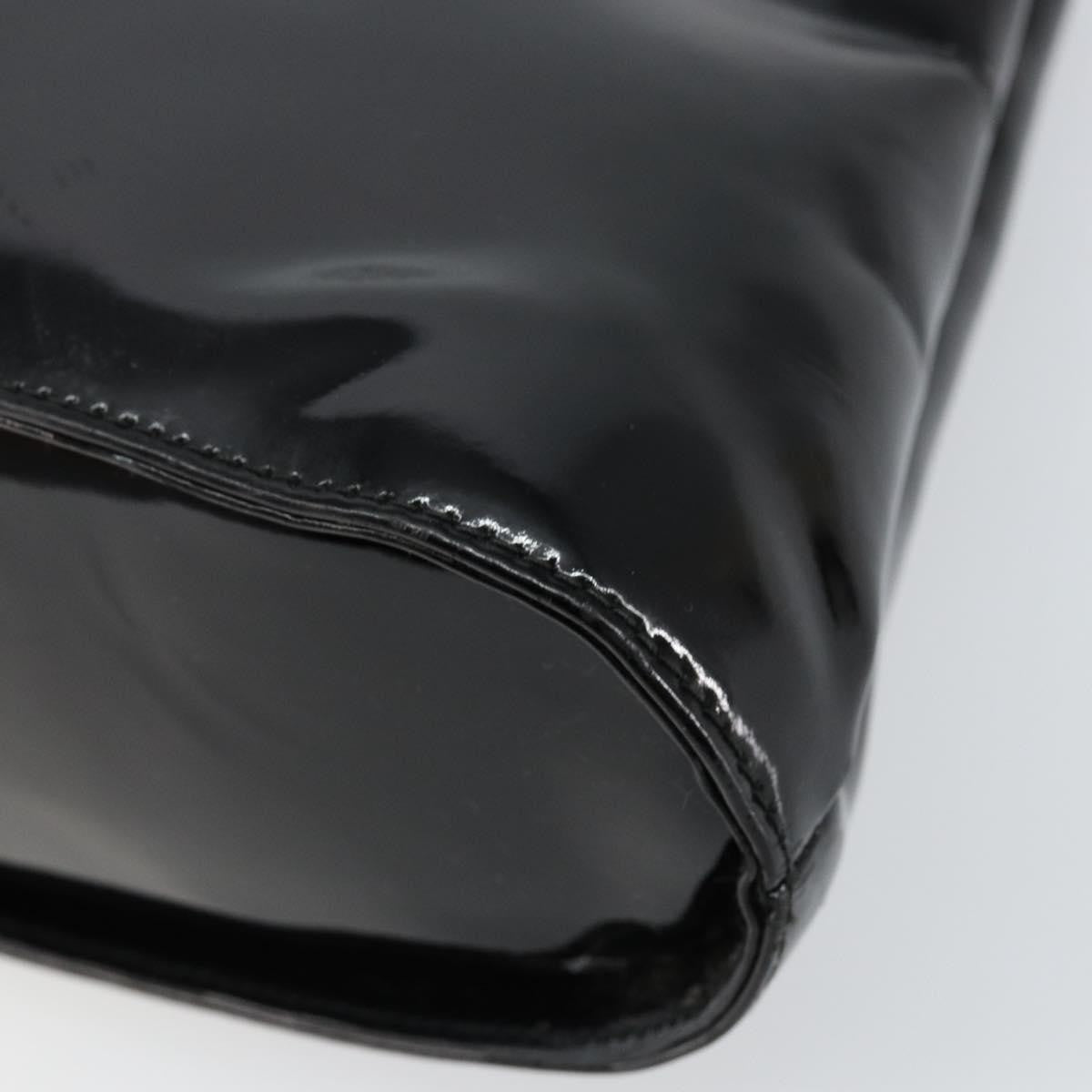 Salvatore Ferragamo Wanda Patent Leather Black Patent_Leather Handbag (Pre-Owned)