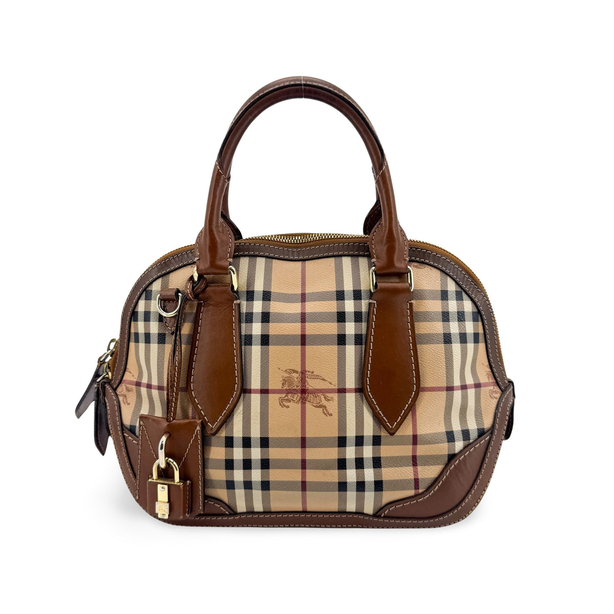 Burberry Orchard Haymarket Coated Canvas Brown Canvas Handbag (Pre-Owned)