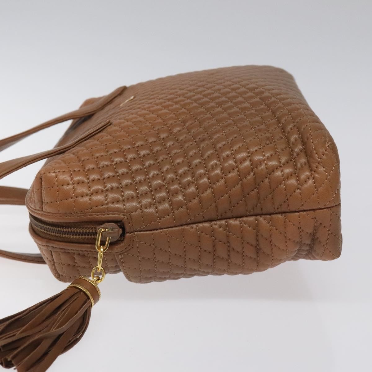 Bally Vintage Quilted Leather Brown Leather Handbag (Pre-Owned)
